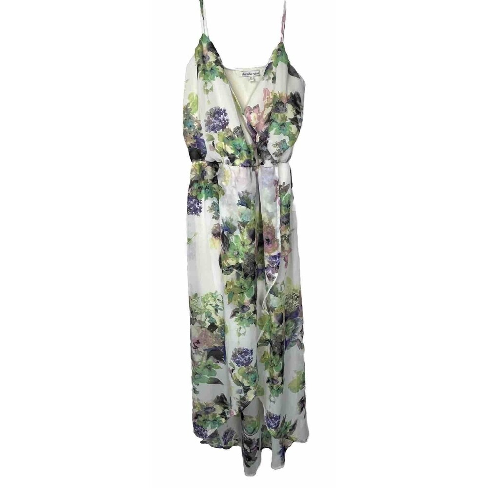 Charlotte Russe Dress Sundress Sleeveless High Low Midi Sheer Floral XS Romantic